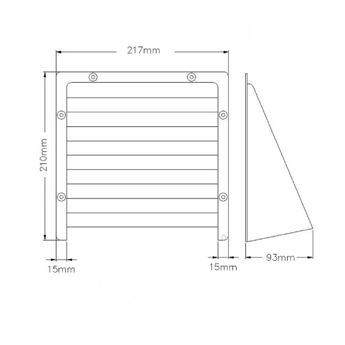 Rytons Terrracotta Cowl Air Vent Hooded Cover for Grilles & Extractors