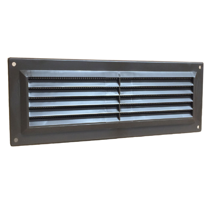 9" x 3" Brown Plastic Louvre Air Vent Grille with Flyscreen Cover