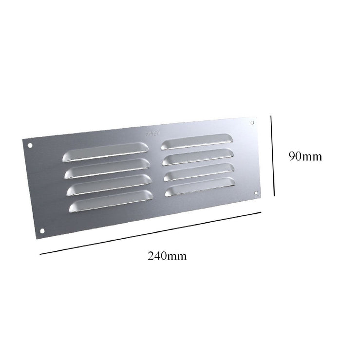 9" x 3" Aluminium Louvre Air Vent Satin Chrome Grille Cover