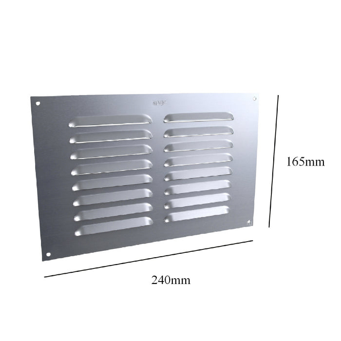 9" x 6" Aluminium Louvre Air Vent Satin Chrome Grille Cover