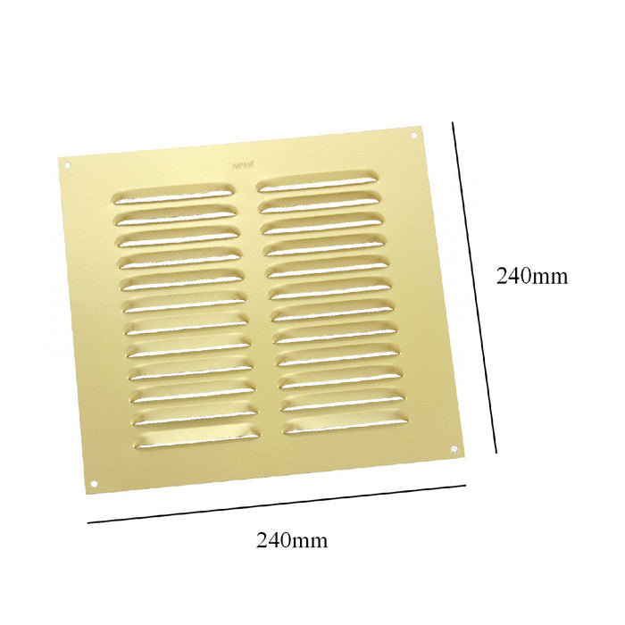 9" x 9" Brass Aluminium Louvre Air Vent Grille Ventilation Cover