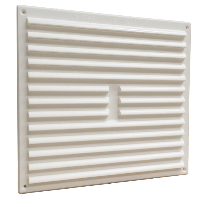 9" x 9" White Louvre Air Vent Grille with Removable Flyscreen Cover