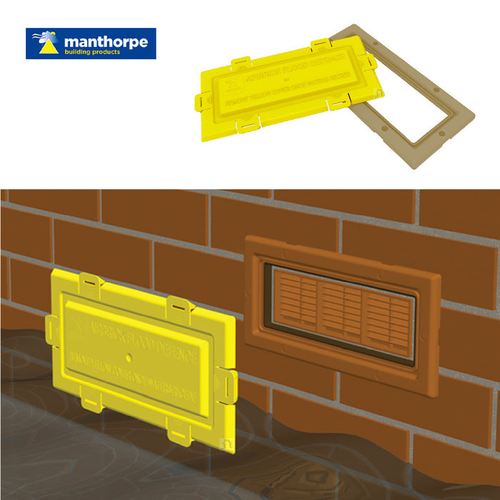 Buff Framed Flood Water Defence Protection Airbrick Cover