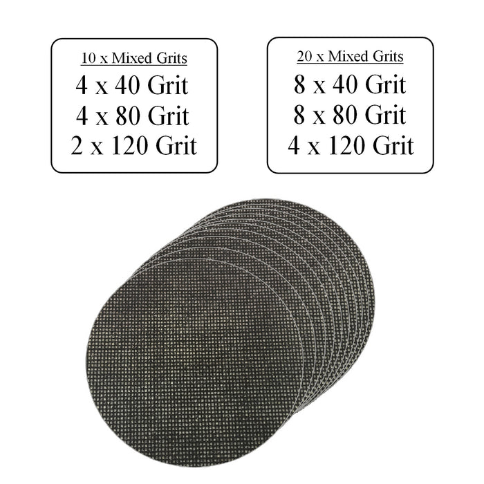 Mixed Grit Hook & Loop Mesh Sanding Discs & Backing Pad Kit