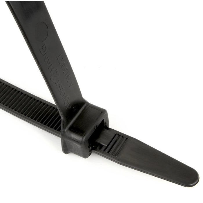 100 x Black Releasable Cable Ties  Size: 200 x 4.8mm