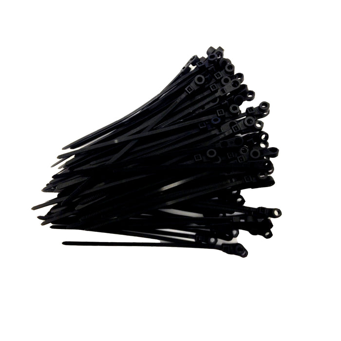 100 x Black Screw Mount Cable Ties 300mm x 4.8mm