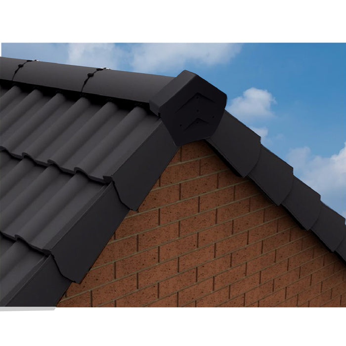 Black Angled Ridge End Cap for Dry Verge Systems