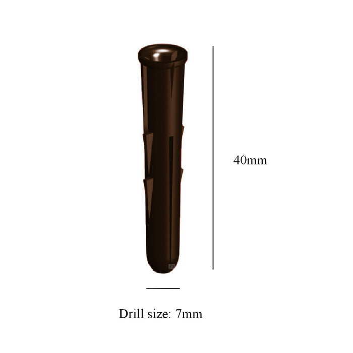 200 x Pozi Screws & Brown Raw Fixing Plugs, 4.2 x 51mm Countersunk