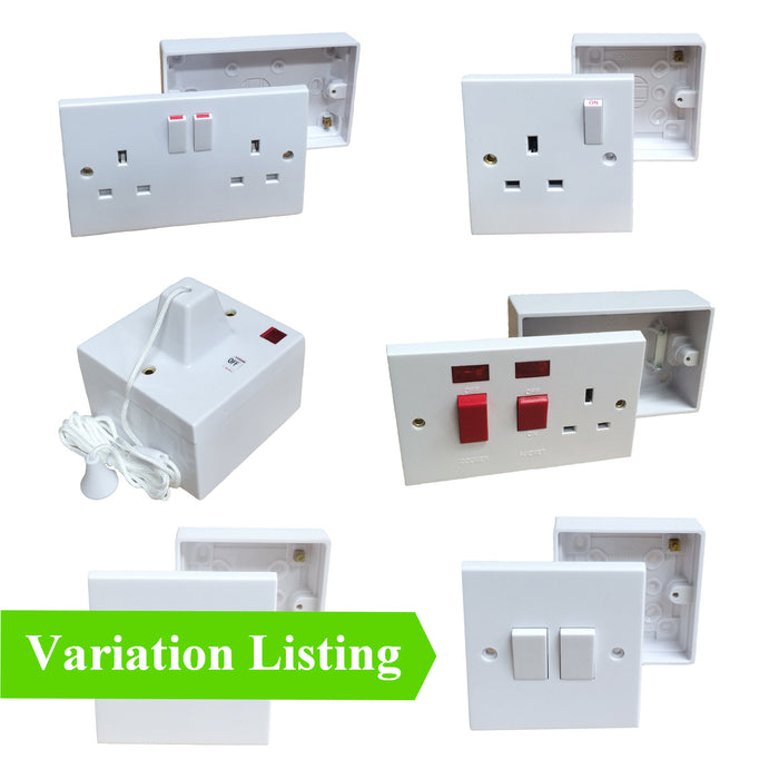 Electrical White Sockets & Switches with Pattress