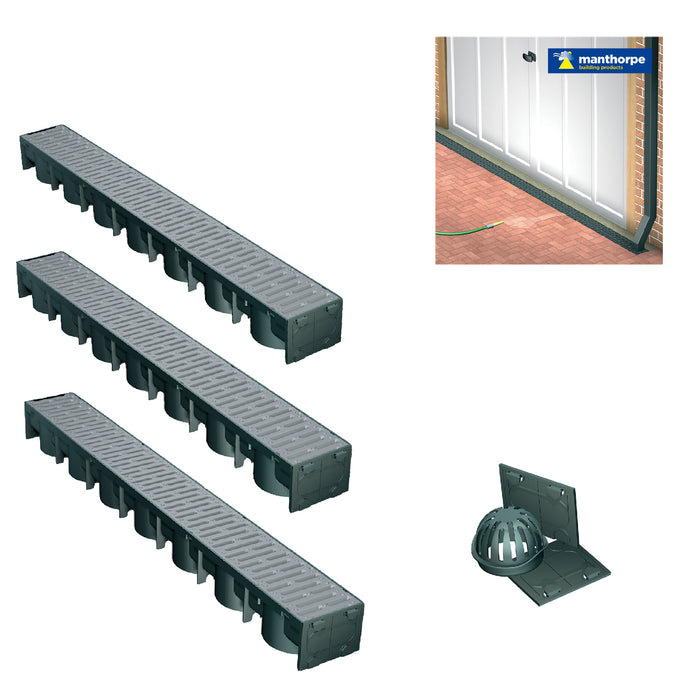 Garage Drainage Silver Pack & Accessories (3x 1m)