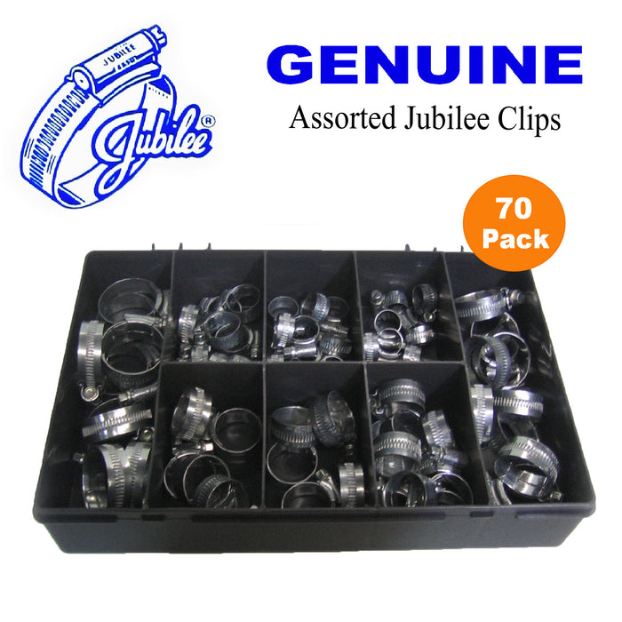 70 x Genuine Assorted Jubilee Hose Clips. Worm Drive.