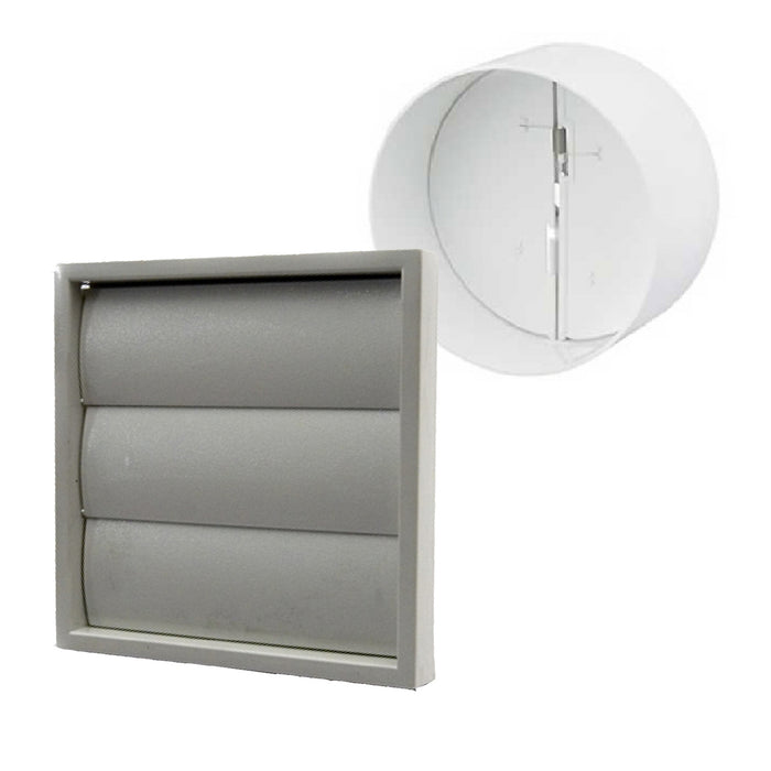 Grey Gravity Flap Air Vent & Back Draught Shutter 4 Inch