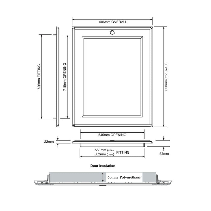 Manthorpe 035-PU High Insulated Loft Trap Door Hinged Hatch