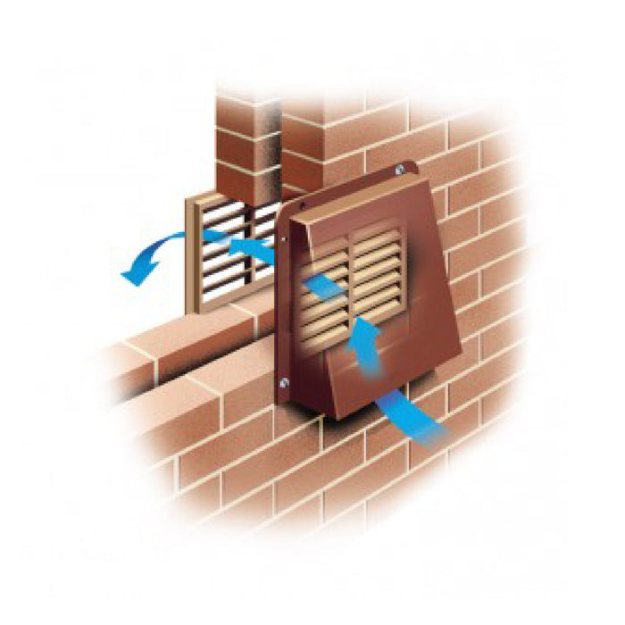 Brown Hooded Cowl Vent Cover for Air Bricks Grilles Extractors Vents