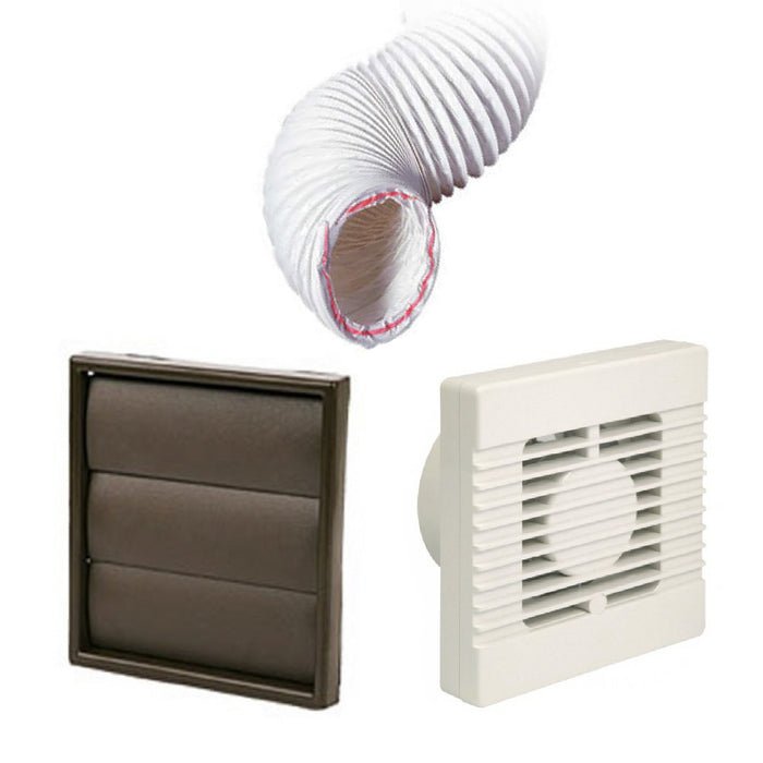 Manrose Standard Fan Brown Gravity 4 Inch Extractor Fan Ducting Kit