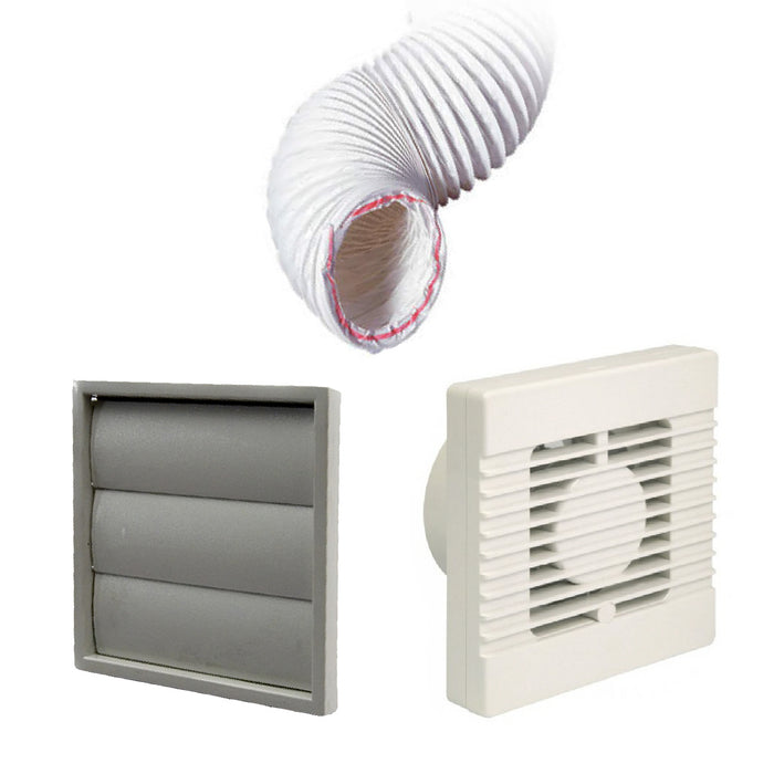 Manrose Standard Fan Grey Gravity 4 Inch Extractor Fan Ducting Kit