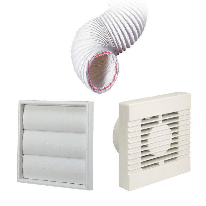 Manrose Standard Fan White Gravity 4 Inch Extractor Fan Ducting Kit