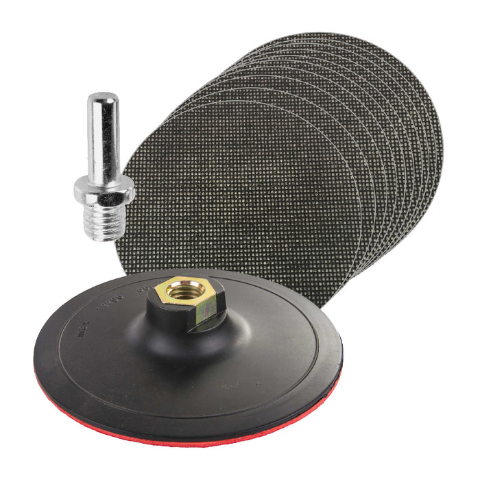 Mixed Grit Hook & Loop Mesh Sanding Discs & Backing Pad Kit