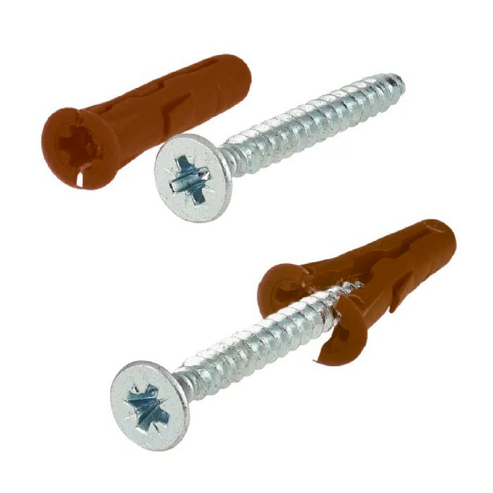 RawlPlug Brown 7mm Wall Plugs & Screws / 450 Plugs & 450 Screws