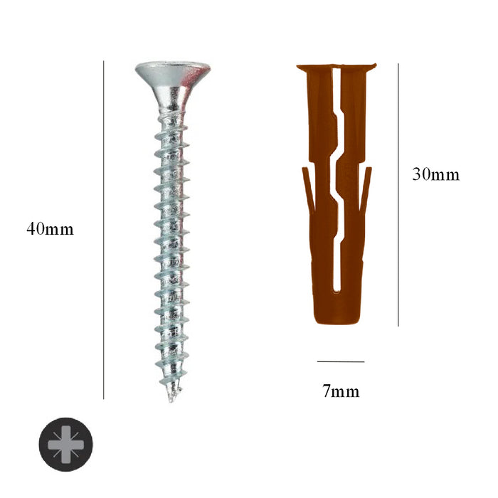 RawlPlug Brown 7mm Wall Plugs & Screws / 450 Plugs & 450 Screws