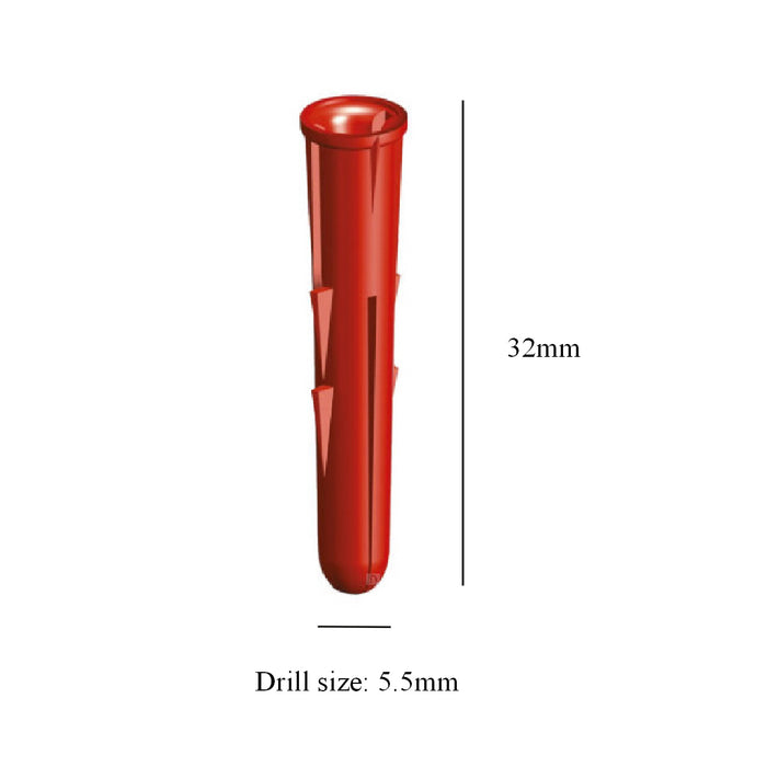 200 x Pozi Screws & Red Raw Fixing Plugs, 4.2 x 38mm Countersunk