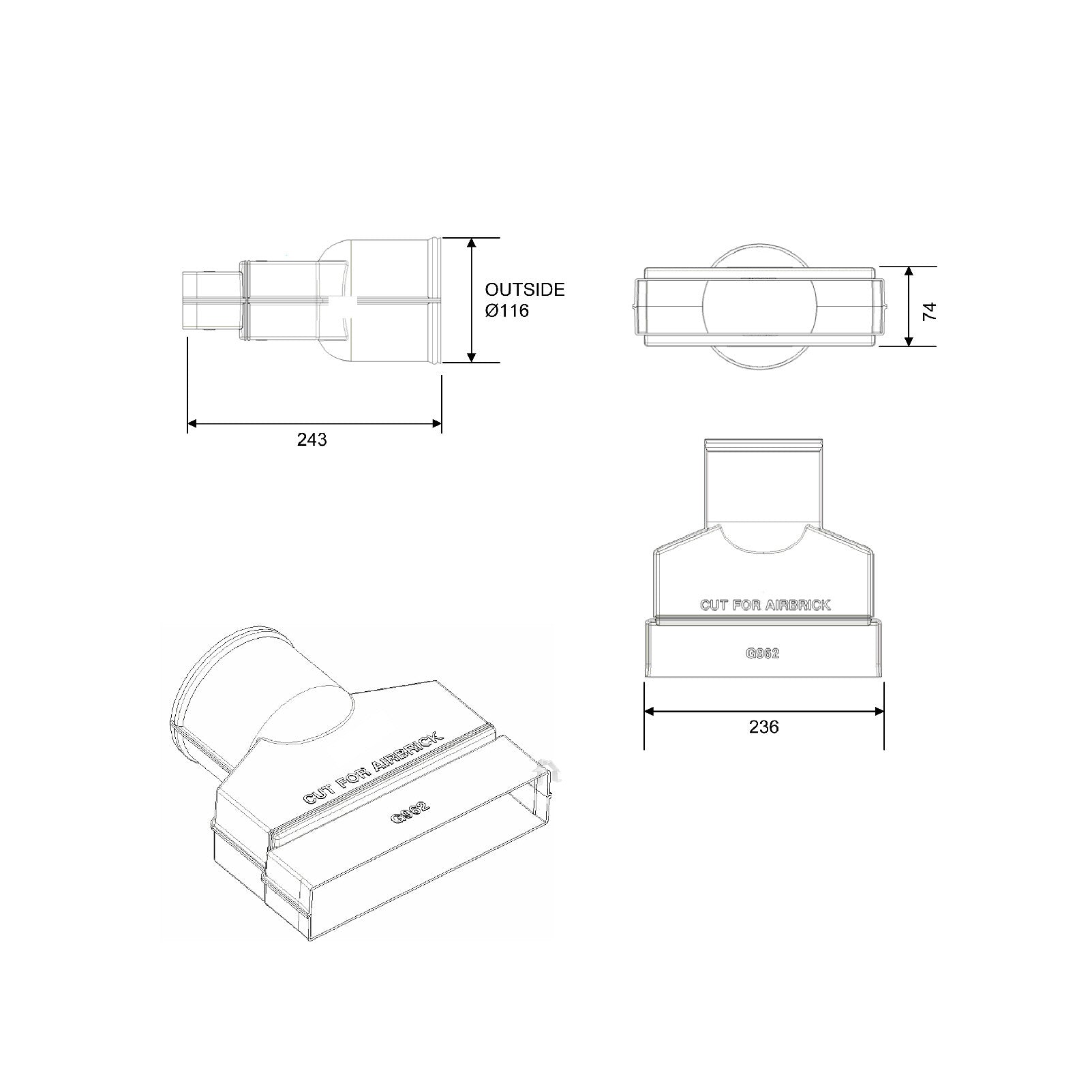 Telescopic Adjustable Underfloor Cavity Wall Vents with Extensions
