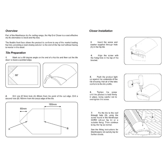 Universal Hip End Tile Closer. Dry Roof Fixing Alternative to Mortaring.