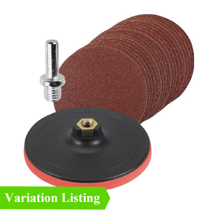 Mixed Grit Hook & Loop Sanding Discs & Backing Pad Kit