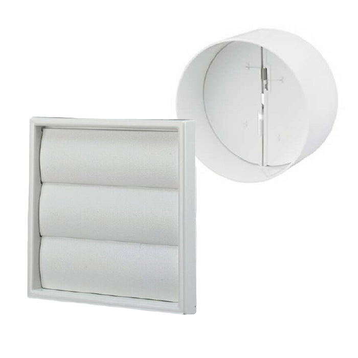 White Gravity Flap Air Vent & Back Draught Shutter 4 Inch