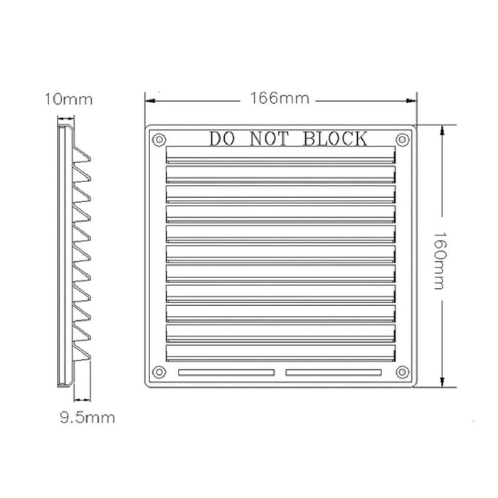 Rytons Louvre Air Vent 6" x 6" Plastic Grille with Removable Flyscreen Cover